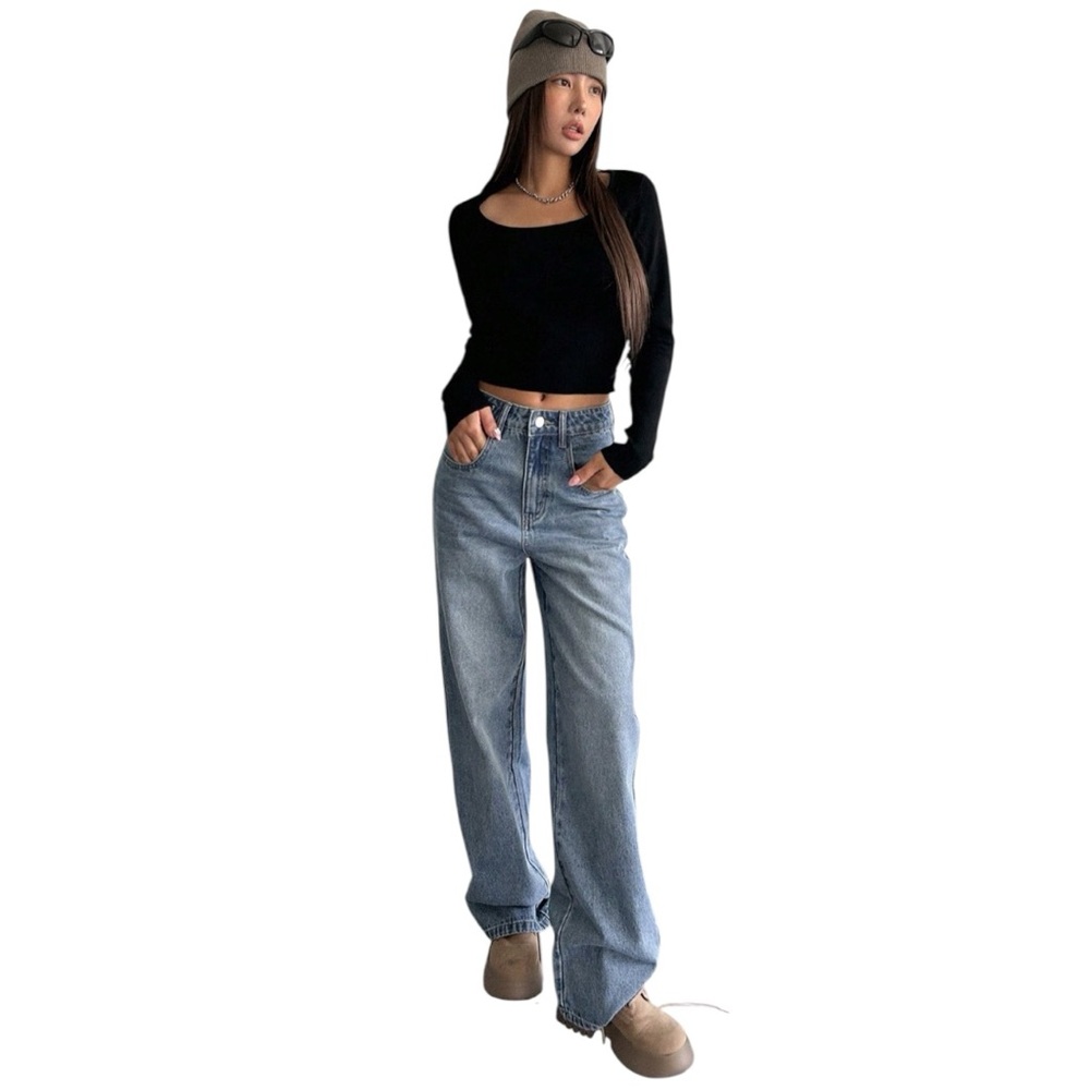 DAZY Women’s Casual Wide Leg Baggy Demin w/ Pockets, size 6 (XL) light wash NWOT - Picture 5 of 15
